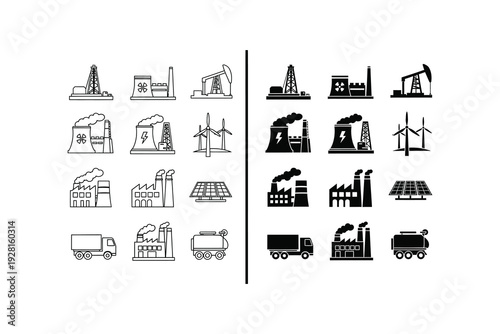 Diverse icons representing various industries and modes of transportation
