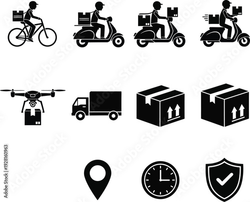 Logistics and delivery icon set