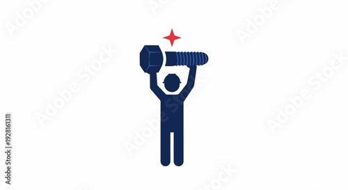 Person holding dumbbell up high strong.