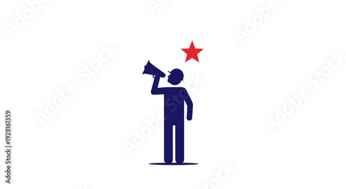 Person Holding Megaphone Speaking Loudly.