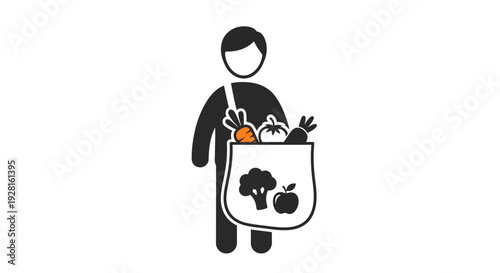 Person holding reusable grocery bag.