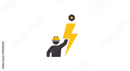 Person Wearing Hard Hat Touching Lightning.