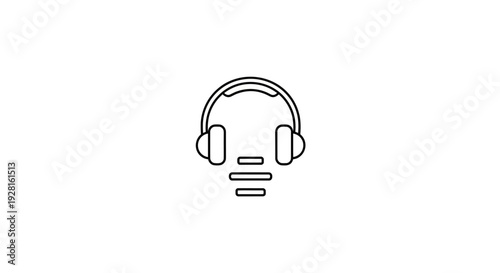 Person Wearing Headphones Simple Line Icon.