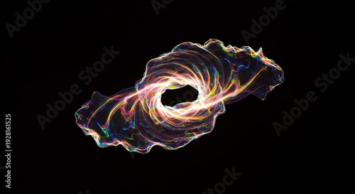 Illusory light spectrum manifests as a swirling, ethereal structure against deep black