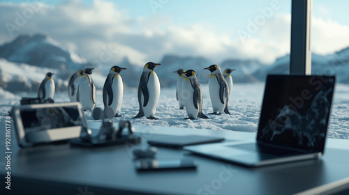 wildlife arctic animal with penguin