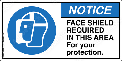 Safety sign NOTICE FACE SHIEL...
