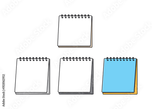 Daily task action illustrated by a spiral-bound notebook with visible coil and plain cover viewed from above as one clear office