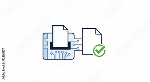 Printer with paper and checkmark icon.