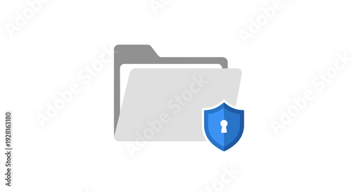 Protected file folder with blue shield.