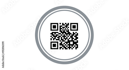 QR code on white background circle.