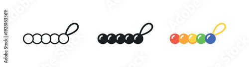 Symbolic Bead Icons. Learning symbolism metaphor conveyed by a bead string toy with evenly sized spheres threaded along a short