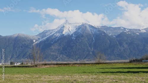 Mount Cheam during a winter season in Agassiz, Fraser Valley, British Columbia, Canada