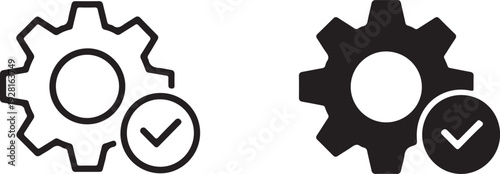 Settings gear icons with check mark showing system approval and success