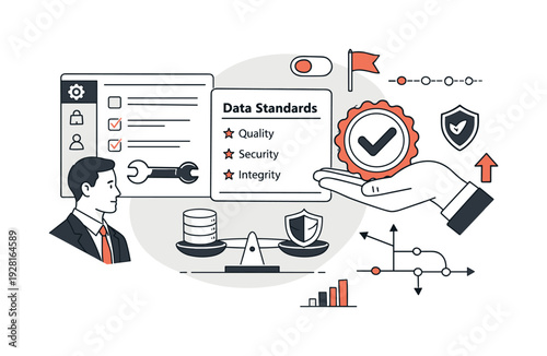 Modern minimal flat vector conceptual collage, crisp hard edges, consistent THIN outline stroke, rounded corners where needed,