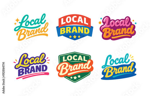 Clean modern holiday banner illustration displaying modern lettering logo set for Local Brand, professional logo-style typography