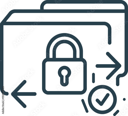Vector icon of secure file transfer with padlock