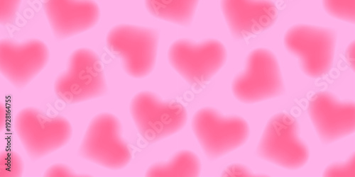 Seamless pastel pattern with soft mesh gradient pink hearts on a light background. Dreamy blurred texture with romantic Valentines Day mood, perfect for fabric, wallpaper, wrapping paper, and cards.