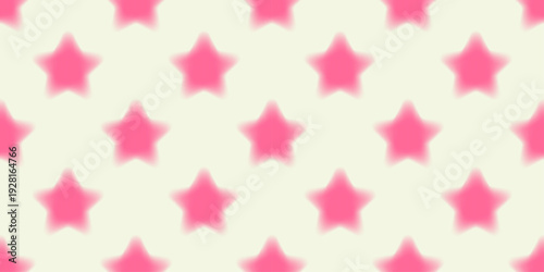 Seamless pastel pattern with soft mesh gradient pink stars on a creamy background. Dreamy blurred texture with a gentle glow, ideal for fabric, wrapping paper, wallpaper, nursery and stationery.