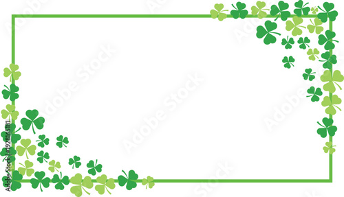 Green Shamrock Clover Border Frame St Patrick's Day Decorative Background vector