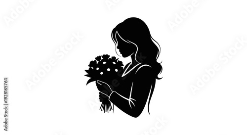 Woman holding a bouquet of flowers in her hands.