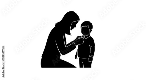 Mother and Child Silhouette Illustration.