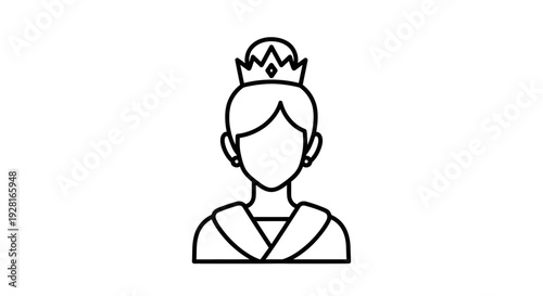 Simple line drawing of a princess wearing a crown.