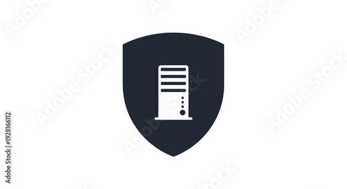 Server Protection Shield Security Icon Illustration.