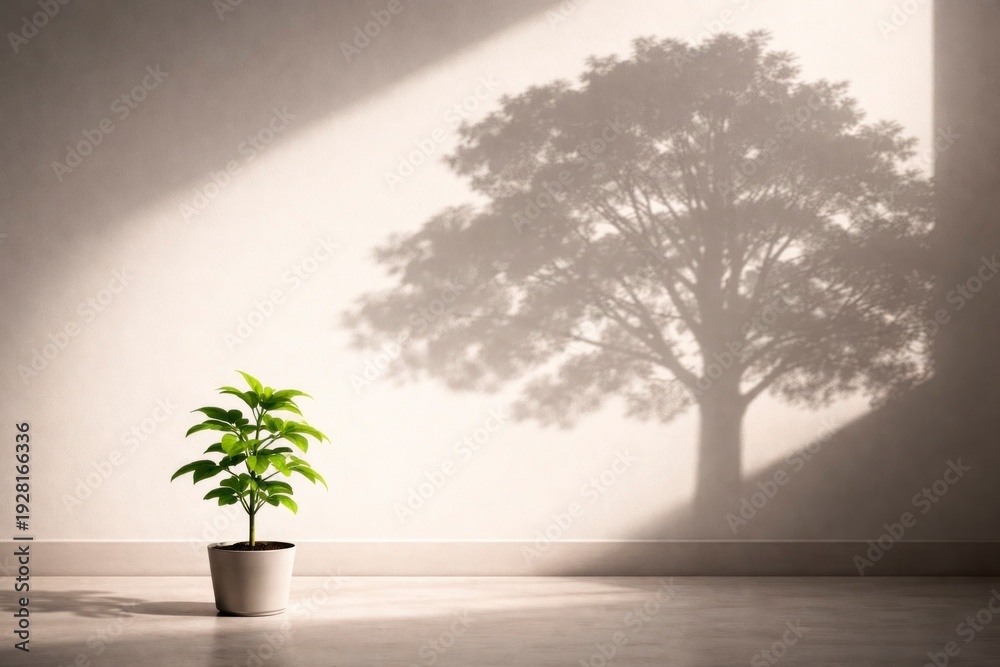 Obraz premium Small Plant Casting Big Tree Shadow – Potential Concept
