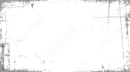 Textured grey distressed grunge border frame on white background with rough edges and scratches