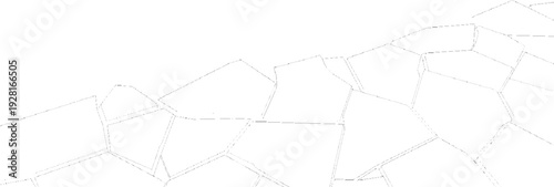 Abstract geometric pattern of irregular polygons with thin gray outlines and dotted lines