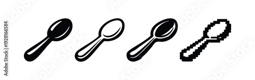 Creative spoon icon designs showcasing various artistic styles