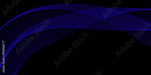 Deep blue abstract flowing lines on black background