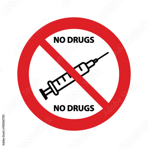 no drugs prohibition sign vector icon