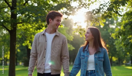 young couple in the park