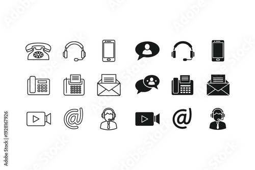 Collection of icons representing various communication and media tools