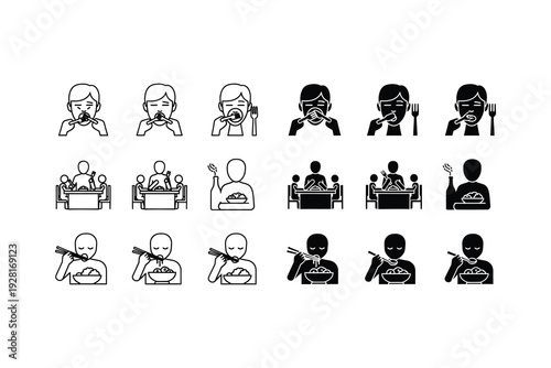 Diverse icons depicting people engaged in various activities and professions