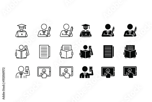Illustrations of various educational and professional roles and activities