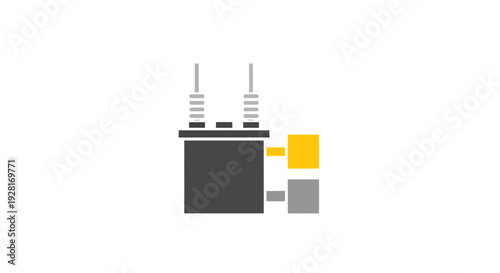 Simple Battery Icon with Antennae and Switch.