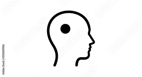 Simple black line drawing human head.
