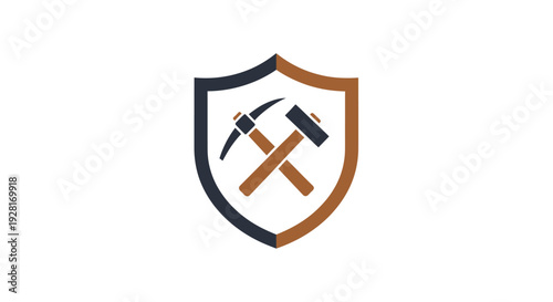 Shield with crossed hammer and pickaxe.