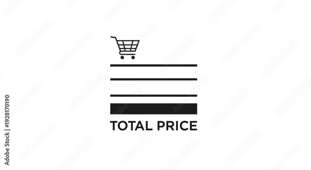 Fototapeta premium Shopping cart icon with total price.
