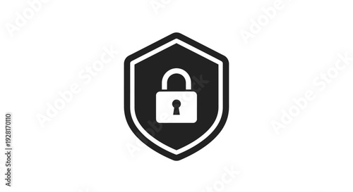Shield with Lock Security Protection Icon.