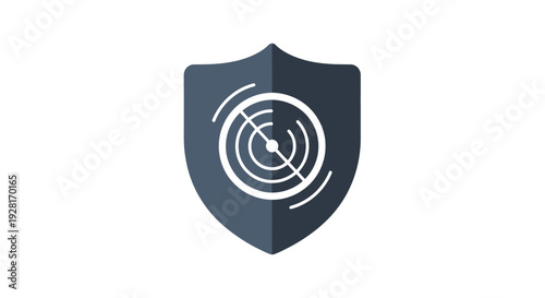 Shield with white spiral design symbol.