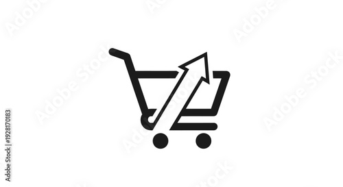 Shopping Cart with Arrow Graphic Symbol.
