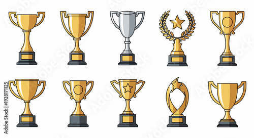 Gold Trophy Cup Isolated on White Background Symbol of Victory and Achievement