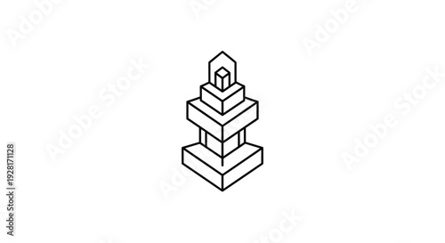 Simple Line Drawing of a Pyramid Structure.