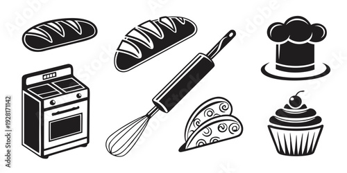 A delightful assortment of baking tools and treats for your culinary adventures Vector