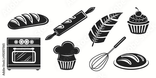 Baking utensils and treats showcasing the art of home baking Vector