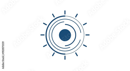 Simple Blue Sun Symbol Design.
