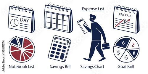 Businessman juggling calendars and flags, symbolizing global time management challenges Vector